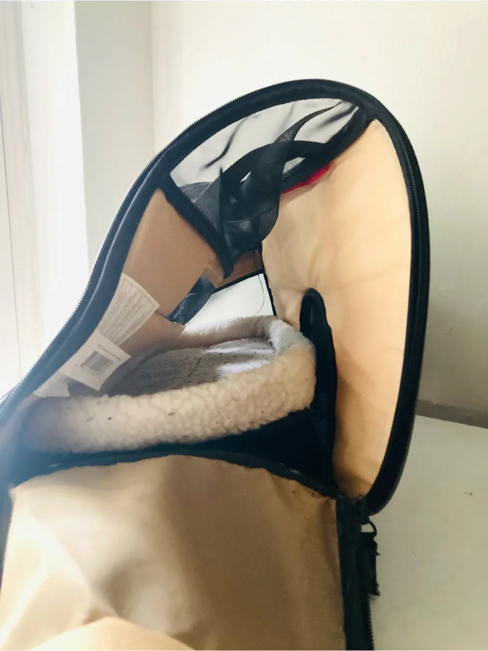 Small Pet Carrier Bag in Black and Beige